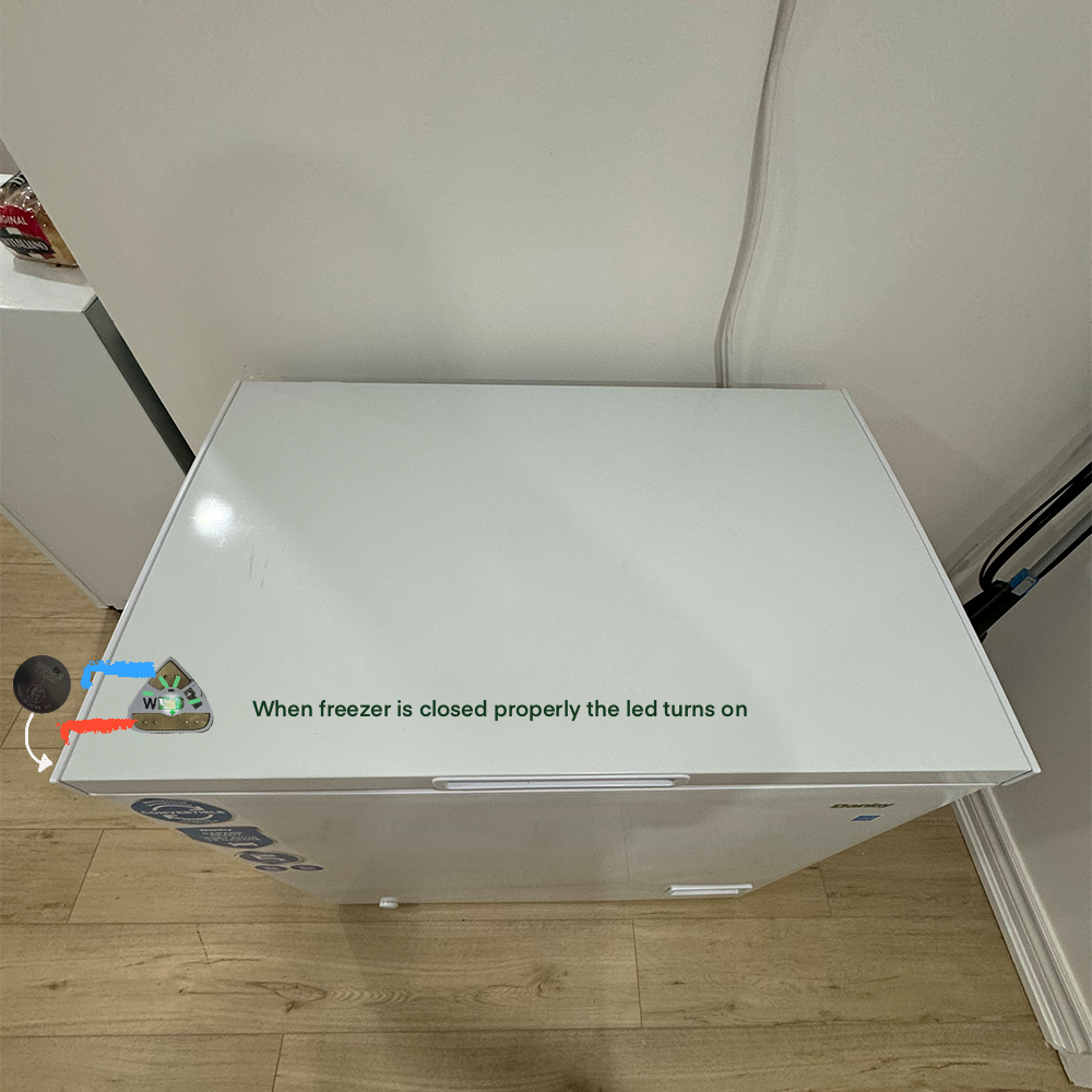 When the circuit is closed the light helps indicate to the user that the freezer is properly closed.