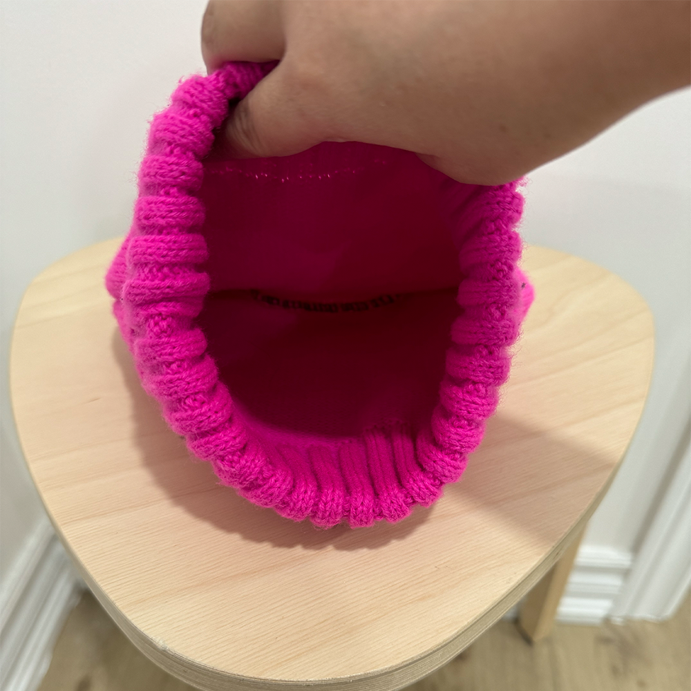 This is a different angle of the hat to show the interior seems.