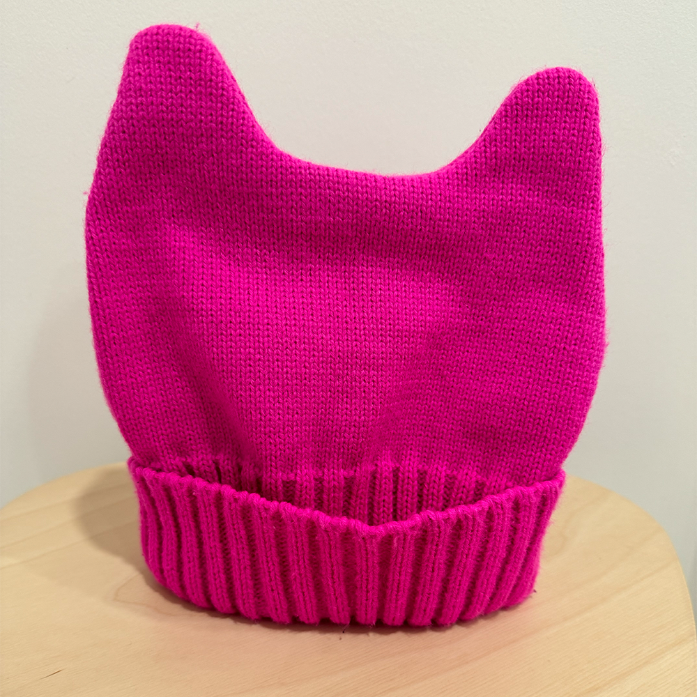 This is a front facing image of the hat I wear when walking to and from school.