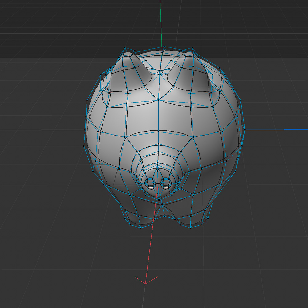 The ears introduced the sculpting grab tool that helped refining the polygons that I extruded from the top of the model.