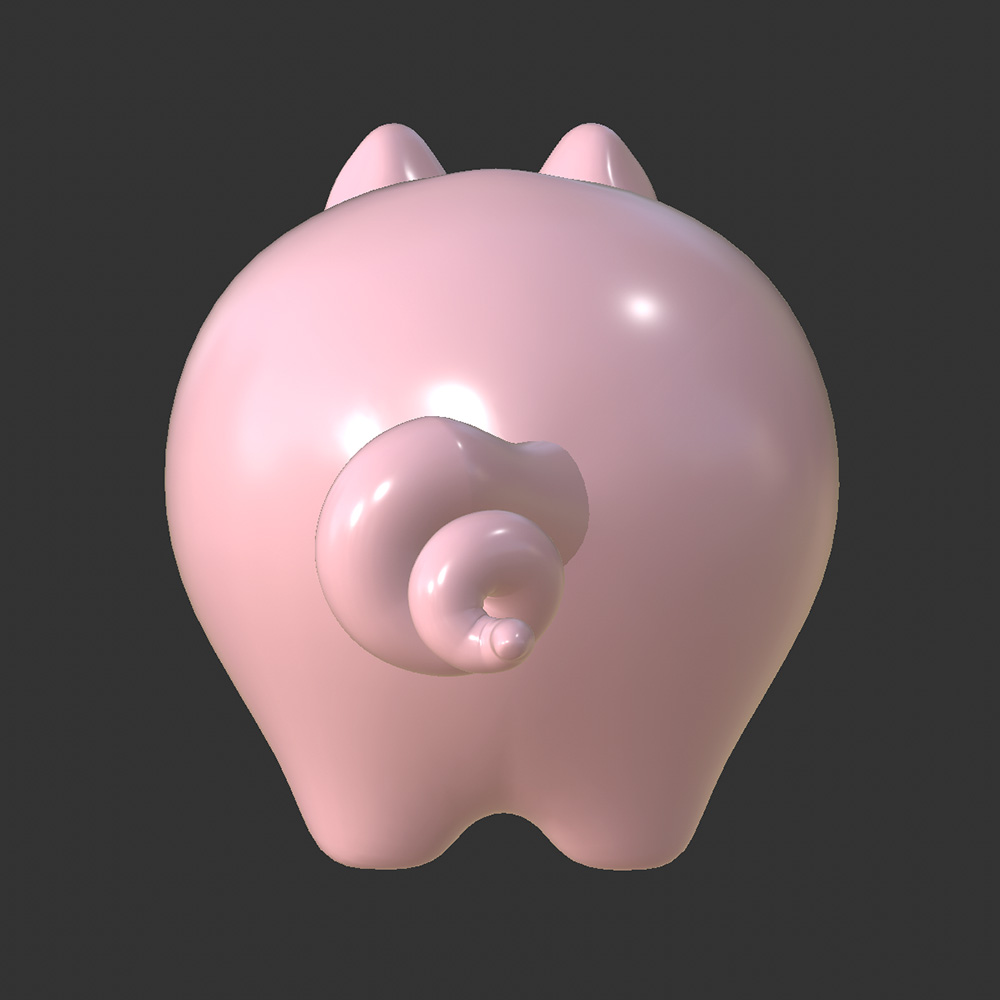 The tail was complicated as it used an n-side and a helix that was baked into a sweep to make the spiral to the piggy&rsquo;s tail. I then used the stitched and sew tool to bridge the gap.