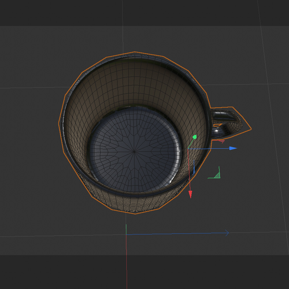 For this model I took a cylindar and inset the top face and extruded it downwards to create the bowl of the mug.