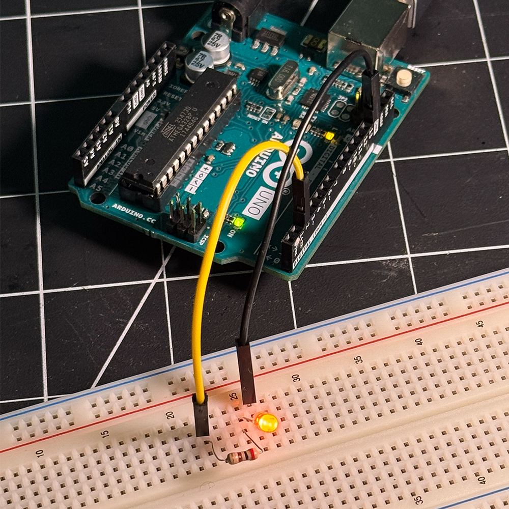 In this next image we added a resistor to the circuit to keep the current in the circuit lower/consistent to protect the LED from burning out and to make it last longer.