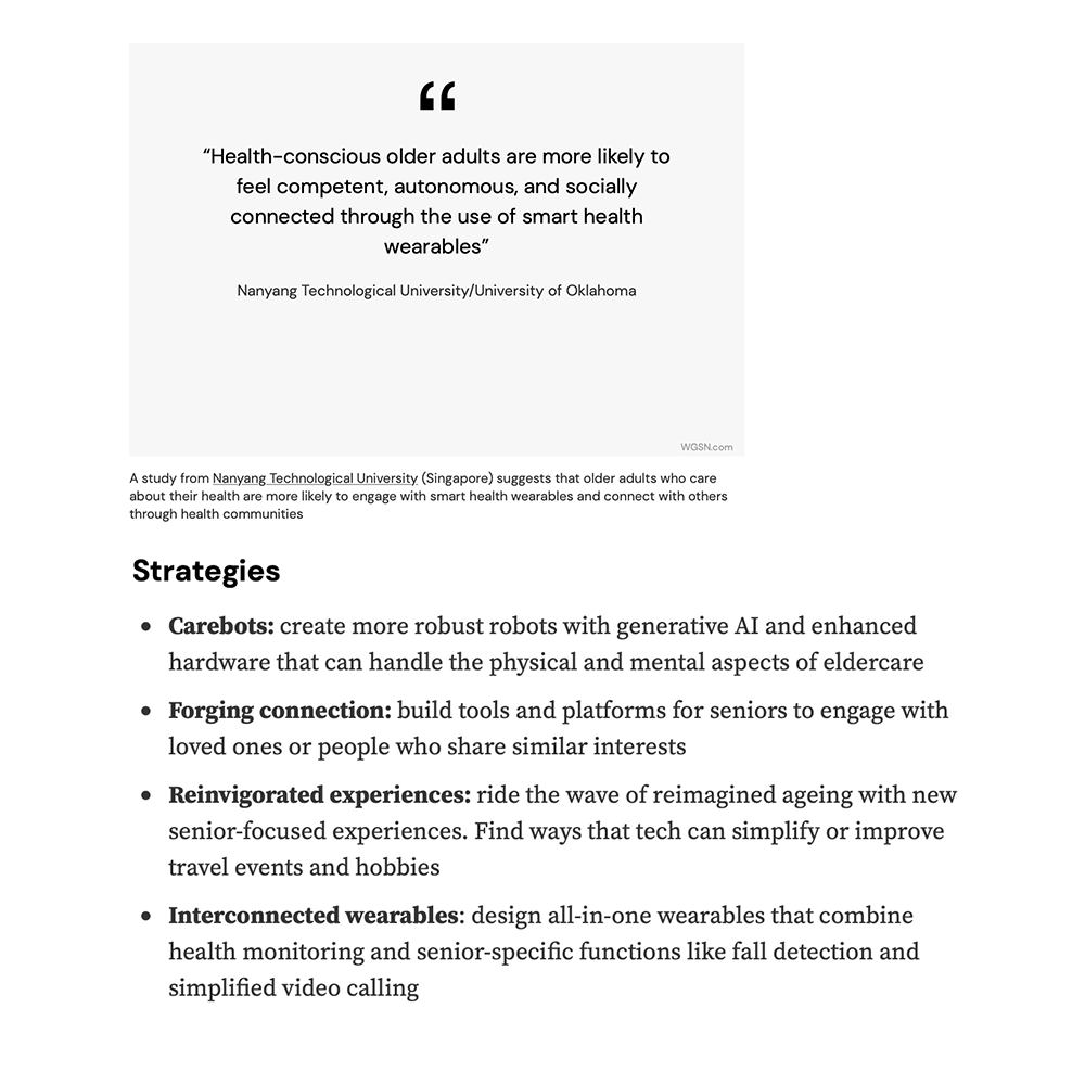 This is a picture of important statistics and information segments from our secdond article that discussed tech priorities of an againg population.