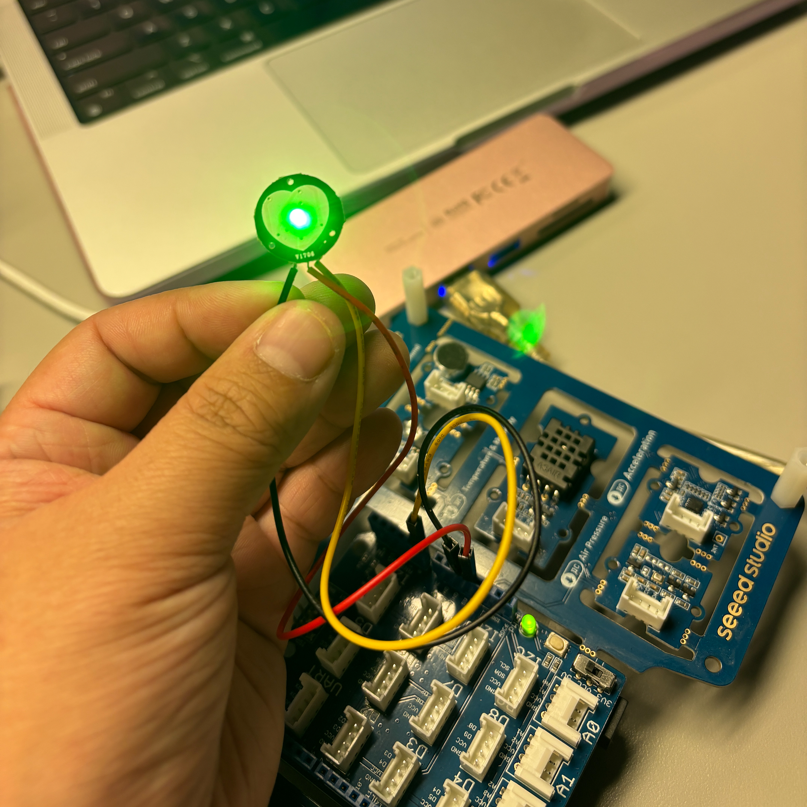 Next, we borrowed another group's pulse sensor to finally get a definitive answer on whether our sensor was faulty or if there was a different issue all together.
